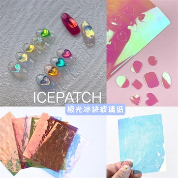 2021 Jaapani Stiilis Uus Aurora Ice Cube Tsellofaani Värv Üleandmise Paberit Laser Ehted Kommi Paberi DIY Nail Art Kleebis