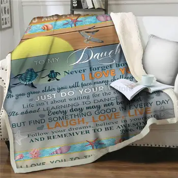 3D schildkröte Gedruckt Flanell Fliis Decken Brief An Meine Tochter Decke auf Betten diivan Pelz Wurf Decken Rechteck Büro Decke