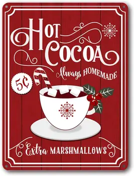 Jõulud Decor Märke Talumaja Dekoratiivne Punane Kuum Kakao Vintage Seina Kaunistused - Tass Kakaod 20X30cm Plakat, Metalli Värvimine