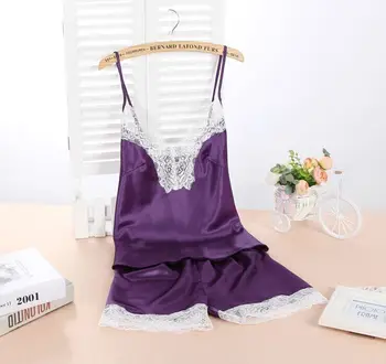 Kaks Tükki naiste Pijama Set Free Shipping 2022 Uus Disain Suvel Stiil v-kaeluse Pidžaama Komplekt Silk Nightwear Lühikesed Püksid Kuum