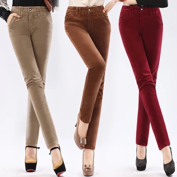 Naiste püksid Kevadel Kõrge vöökoht vabaaja püksid Naiste velvetist püksid Naiste püksid pikad püksid venitada Slim Pliiats püksid
