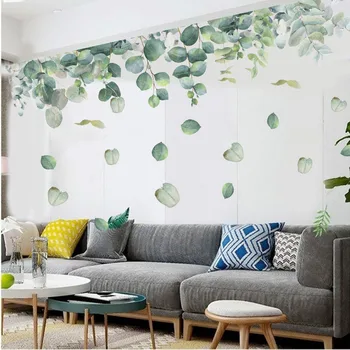 Taime Seina Kleebised Magamistuba Elutoa Seina Kaunistamiseks Kunst Seinamaaling Home Office Decor Väikesed Värsked Lehed Wallstickers