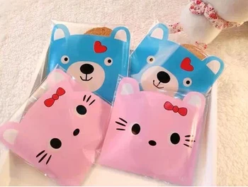 Tasuta kohaletoimetamine armas multikas roosa kass sinine karu komm-küpsis kotis küpsetamine magustoit pakend kotid isekleepuv sünnipäeva kasuks